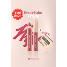 Kremsi, Kalem Şeklinde Renkli Dudak Balmı & Kalemtıraş CLIO Butter Balm Crayon 003 Pastel Rose