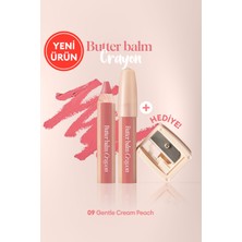 Kremsi,Kalem Şeklinde Renkli Dudak Balmı & Kalemtıraş CLIO Butter Balm Crayon 009 Gentle Cream Peach