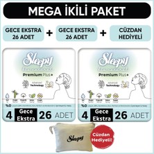 Sleepy Bio Natural Premium Plus Hijyenik Ped Mega Paket Gece Extra 26 x 2 (52 Adet)