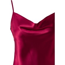 Elmajor Degaje Yaka Saten Askılı Mini Elbise