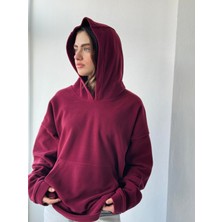 Retrobird Polar Kışlık Oversize Kapüşonlu Sweatshirt Unisex Bordo