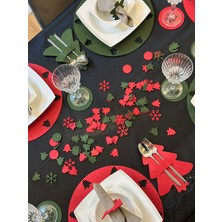 Yılbaşı Temalı 12 Kişilik Amerikan Servis,yılbaşı Supla Seti, Yılbaşı Yemek Seti 12 Kişilik Kırmızı-Yeşil