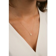 Diamine 14 Ayar 3 Boyutlu R Harf Kolye