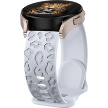 Alstrap Samsung Galaxy Watch 7 6 5 4 Uyumlu Leopar Desenli 20MM Silikon Kordon