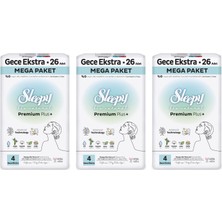 Sleepy Bio Natural Premium Plus Hijyenik Ped Mega Paket Gece Extra 26 x 3 (78 Adet)