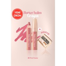 Kremsi, Kalem Şeklinde Renkli Dudak Balmı & Kalemtıraş CLIO Butter Balm Crayon 001 Pink Poster