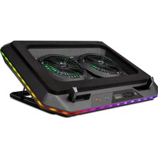 Classone Gaming GT200 Laptop Soğutucu Notebook Stand,10 Rgb Işık Kontrolü , 15.6 -17 Inch , Hız Kontrolü , 2 Büyük Fan ,telefon Standı, 2 USB