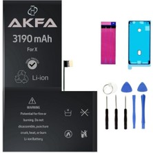 AKFA iPhone X Telefon Batarya 3190 mAh Yüksek Kapasiteli Tamir Seti ile Uyumlu