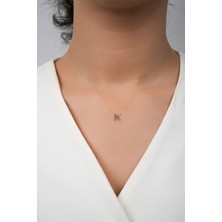 Diamine 14 Ayar Altın 3 Boyutlu K Harf Kolye