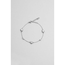 So CHIC Aşk Yıldızı 18 Ayar Beyaz Altın Kaplama 19 Cm Gümüş Minimal Bileklik