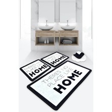 Chilai Home Like Home 3'lü Set Banyo Halısı Paspas Kaymaz Taban Yıkanabilir Klozet Takımı Djtbanyo