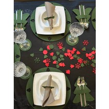 Yılbaşı Temalı 4 Kişilik Amerikan Servis,yılbaşı Supla Seti, Yılbaşı Yemek Seti 4 Kişilik Yeşil