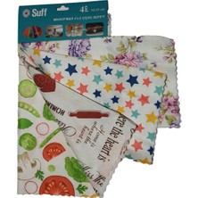 Suff Mikrofiber Bez 4'lü Mutfak Bezi ( 32X32 Çiçek Sepeti )