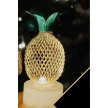 Mağazam Belli Pil  Gold Metal Ananas Figür Mini Gece ve Masa Dekor Lambası LED Pilli