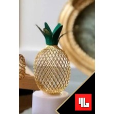 Mağazam Belli Pil  Gold Metal Ananas Figür Mini Gece ve Masa Dekor Lambası LED Pilli