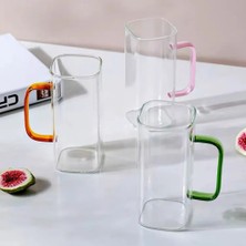 Kitchen Design Lab Yeni Stil Turuncu Renkli Borosilikat Cam Kare  Kulplu Kupa 350 ml 4 Adet 2950