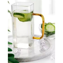 Kitchen Design Lab Yeni Stil Turuncu Renkli Borosilikat Cam Kare  Kulplu Kupa 350 ml 4 Adet 2950