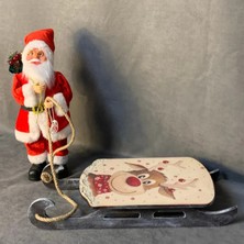 Uretti - Funda 1603 El Yapımı Noel Baba ve Ahşap Yılbaşı Kızağı