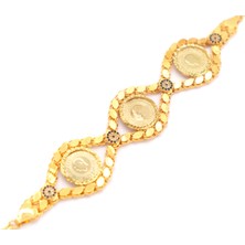 Altın Kaplama Arpa Çerçeve 3 Lü Çeyrekli Bileklik BLK-1046