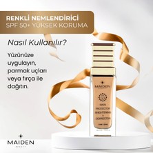 Maiden Beauty Renkli Nemlendirici, Cilt Tonu Esitleme, Yüksek Güneş Koruması, Spf 50 Renkli Güneş Kremi 30 ml