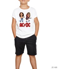 Ac Dc Cartoon Beyaz Çocuk Tişört