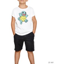 Z zepplin Pokemon Squirtle Beyaz Çocuk Tişört
