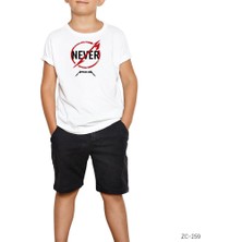 Metallica Never Beyaz Çocuk Tişört