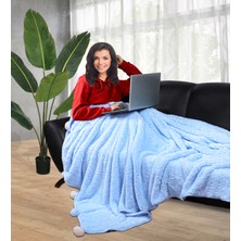 Ayıcı Oyuncak Ponponlu 200X220 cm Pelüş Tv Battaniyesi