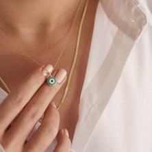 Mineli Minimal Nazar Boncuğu Altın Kolye