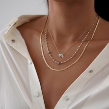 Altıntaş Opal Taşlı Minimal Fil Altın Kolye