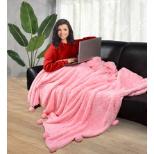 Ayıcı Oyuncak Ponponlu 200X220 cm Pelüş Tv Battaniyesi