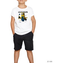 Minion Minecraft Beyaz Çocuk Tişört