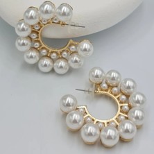 Gold Incili Halka Küpe