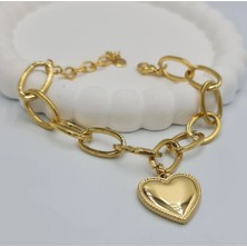 SE Jewellery Gold Kalp Kalın Zincir Bileklik