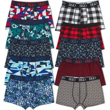 HNX 10'lu Pamuklu Desenli Boxer Erkek Külot