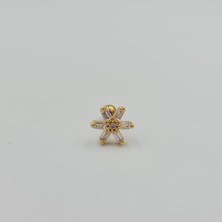 Cerrahi Çelik Gold Taşlı Çiçek Küpe Tragus Helix Kıkırdak Piercing