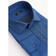 Tudors Büyük Beden Kolay Ütü Kravatlık Armürlü Pamuklu Erkek Gömlek