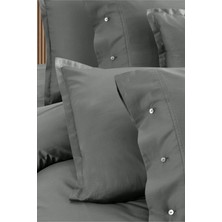 Sarev Monochrome Gray  Pamuk Saten King Size Nevresim Takımı