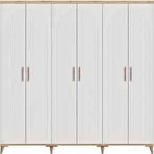 GuneyStore Ücretsiz Montaj  - %100 MDF Nevada 6 Kapaklı Gardırop - MDF Dolap - Elbise Dolabı