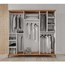 GuneyStore Ücretsiz Montaj  - %100 MDF Nevada 6 Kapaklı Gardırop - MDF Dolap - Elbise Dolabı