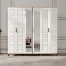 GuneyStore Ücretsiz Montaj  - % 100 MDF Paris 6 Kapaklı Gardırop - MDF Dolap - Elbise Dolabı