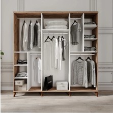 GuneyStore Ücretsiz Montaj  - % 100 MDF Paris 6 Kapaklı Gardırop - MDF Dolap - Elbise Dolabı