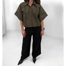 Antrasit Overlok Dikiş Detaylı Oversize Gabardin Yelek