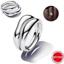 Hector Co Jewellery Doğal Şekilli Ikili Gümüş Yüzükler