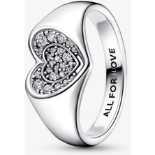 Hector Co Jewellery Kalp Pavé Mühür Gümüş Yüzük