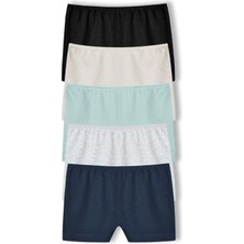 HNX 5'li Pamuklu Fitilli Dokulu Boxer Kadın Külot