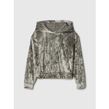 Gap Kız Çocuk Yeşil Relaxed Fit Kadife Sweatshirt