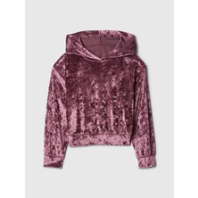 Gap Kız Çocuk Mor Relaxed Fit Kadife Sweatshirt