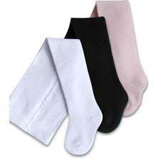Panfilia Kız Bebek Çocuk Pamuklu Pembe Siyah Beyaz Külotlu Çorap 3lü Set