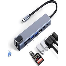 Soylu Elektronik 8 In 1 Ethernet Sd USB Type C Hub Hdmı Girişli Macbook Pro/air Dönüştürücü Çevirici Çoklayıcı